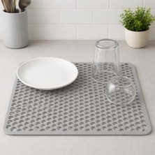 Bulaşık Kurutma Matı Kaymaz Katlanabilir 32X32 cm Gri