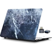 MacBook Pro 15 Mermer Desenli Kılıf A1707 A1990 Uyumlu Baskılı Sert Kılıf Ince Hafif Koruyucu Kapak Mavi