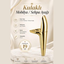 Nzb Kulaklı Altın Kaplama Sert Plastik 19 cm Sehpa Ayağı Mobilya Kanepe Koltuk Ayağı Ayak