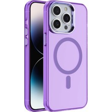 iPhone Kılıfı iPhone 16 Magsafe Uyumlu Arkası Mat Silikon Kılıf Yükseltilmiş Lens Çerçeveli Telefon Kılıfı Darbeye Karşı Koruma Ultra Şık Açık Lila