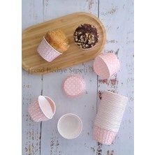 50'li Açık Pembe Puantiyeli Muffin Kek Kalıbı, Kek Kapsülü Cupcake Kalıbı, Airfryer Uyumlu