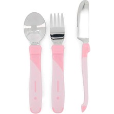 Twistshake Paslanmaz Çelik 3'lü Bebek Çocuk Çatal Kaşık Seti Pembe 12+ Ay