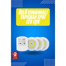 Ozka Concept Yapışkanlı 3'lü Spot LED Işık Lamba Montajsız Pilli Uzaktan Kumandalı