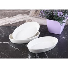 3 Lü Porselen Kayık Tabak Çerezlik 18 * 11CM