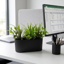Dekoratif Yapay Sukulent Bitki Saksısı – Modern Masaüstü Yapay Bitki Aranjmanı, Dekoratif Plastik Saksı ile Ev, Ofis ve Raf Dekoru (16 x 7 Cm)
