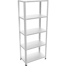 5 Katlı Galvaniz Çelik Raf - Depo, Arşiv, Kiler, Dosya, Market Rafı, Civatalı Raf Sistemi 43X60