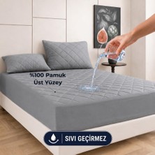 Formeya Gri Sınanı Geçirmez Alez - Tek-Çift Kişilk Alez -100 Pamuk- Kapitoneli Alez- Fittedyatağı Saran Yatak Koruyucu Alez ÇARŞAF160X200, Formeya