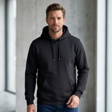 Cubbux Erkek Kışlık Kalın 3 Iplik Şardonlu Kapüşonlu Kanguru Cepli Sweat