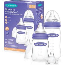 Lansinoh Biberon ve Naturalwave Emziği Başlangıç Seti, 160ML + 240ML, Beyaz