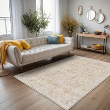 Latte Dizayn Ryella Vintage Desenli Şönil Pamuk Tabanlı Yıkanabilir Kaymaz Antibakteriyel Salon