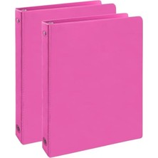 Pembe 4 Halkalı Klasör 2 Adet A5 Pvc Öğrenci ve Ofis Tipi Evrak Sunum Klasörü Iç Cepli Otoma