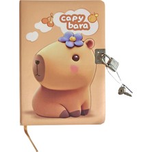 Capybara Hatıra Defteri (Günlük) Kilitli Defter 80 Yaprak - Süslü