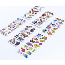 Bimotif 6 Adet Kabartmalı Yapışkan Sticker, Hayvanlar Alemi