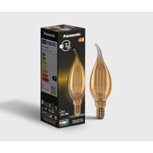 Panasonic Filament Ampul (Mum Tipi) E14 Flame 4W 360LM 2000K Gold (Sıcak Sarı Işık)