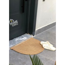 Doğal Jüt Yarım Daire Kapı Önü Paspası / Kaymaz Tabanlı / Doğal El Dokuma / Şık ve Dekora
