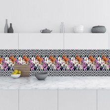 Tezgah Arası Folyo Kaplama Folyosu Çizim Çiçekler 60X400 cm