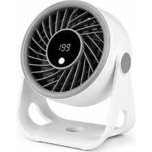 Masaüstü USB Fan, 200 Kademeli Dijital Hız Ayarlı Mini Vantilatör, Type-C Şarjlı, LED Ekranl�