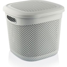 Melkan Home Kapaklı Sepet Çok Amaçlı Damla Desen Sepet 15 Litre Düzenleyici Buz Gri Buz Gri