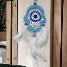 Nazar Boncuğu Motifli Turkuaz Fatma Ana Eli Duvar Süsü El Işçiliği Duvar Dekoru