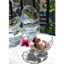 6'li Cam Dondurma Kasesi Magnolya Puding Tatlı Çerezlik Ayaklı Kase Sunum SETI-225 ml Jasmın