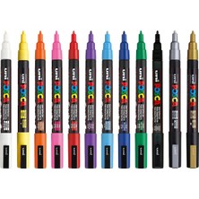 Uni Posca Markör Kalem 3m Set 0.9-1.3 mm Keçe Uçlu (12'li Set)