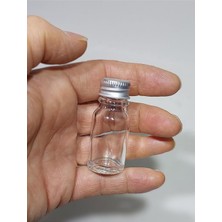 Sampex 50 Adet 10ML Cam Şişe Gümüş Metal Kapaklı Shot Şişesi, DAFD3372
