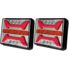 Neon Ledli Kare Stop Lambası 12-24 Volt 4 Fonksiyonlu 2 Adet