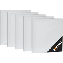 Portart 20X20 cm 5'li Paket Beyaz Pamuklu Akrilik &amp; Yağlı Boya Tuvalı Resim Kanvası