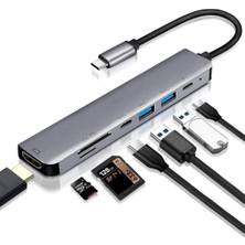 In 1 USB Type-C Hub HDMI Girişli Çoklayıcı Alüminyum Gövde ile Taşınabilir Çevirici