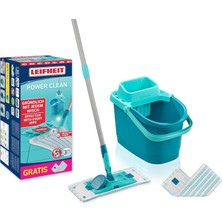 Mey İthalat Leifheit Power Clean M Seti, Sırtı Koruyan Zemin Sileceği, Temizleme Bıçaklı ve Silme Bezi Presli, Kovalı Paspas Seti ve 2 x Mikrofiber Silme Kılıfı, Tüm Sert Zeminler Için, Klik Sistemi