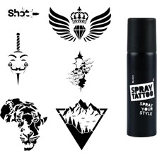 Mey İthalat Kanat ve Vahşi Spray Tattoo Geçici Dövme Seti Dark Siyah Sprey