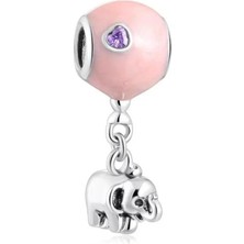 Kumsal Concept Fil ve Mavi Balon Bilek Için Gümüş Charm Pembe