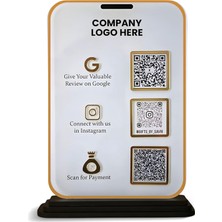 Savrı Akrilik Qr Kod Standı - 3 Qr Yuvalı Özelleştirilmiş 6x8 Inç Akrilik Ekran / Ödeme, In