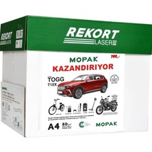 Mopak Rekort A4 Fotokopi Kağıdı, 80 G/m², 210X297 Mm, 500 Yaprak, Togg Çekiliş Kodlu (5)