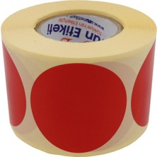 Kırmızı Renk Zemin Baskılı Kuşe Etiket 40MM Çapında 500 Adet 40MM Kuka Çapı (Kırmızı)