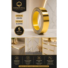 ESBH Kendinden Yapışkanlı Gold Altın Dekoratif Şerit Bant 20 mm x 5 Metre - Pvc Mobilya, Duvar, Fayans ve Çıta Kenar Bandı