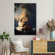 Tekli Dikey Kanvas Duvar Tablosu Rembrandt Celile Denizi'nde Fırtına, 60 x 90