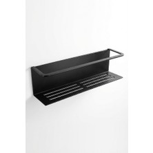 Yapışkanlı Banyo Organizer Rafı – Paslanmaz Siyah Metal Duvar Tipi Raf – Delmeden Montajlı