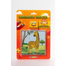 Küpss Manyetik Blok Çift Taraflı 9 Parçalı Mıknatıslı Puzzle 2 Görsel Zürafa-Fil Yapboz