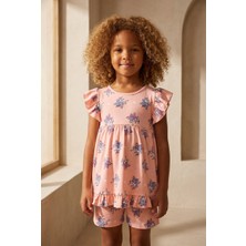 Fairytale Fırfırlı Kız Çocuk Pijama Üst Pembe