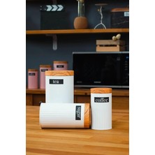 Ucr Home 3'lü Set Metal Çay Kahve Şeker Saklama Kavanozu - Beyaz