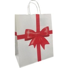 Gizpak Kraft Burgu Saplı Çanta Fiyonklu 25X31X12CM 25 Adet