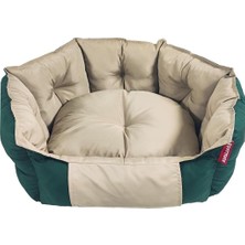 Xpermate Biscuit Kedi Yatağı ve Köpek Yatağı Tüy Tutmaz Kumaş,su Itici Kumaş (Yeşil - Bej)