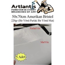 Amerikan Bristol Karton 50X70 cm 5 Adet 220 gr Bir Tarafı Parlak Bir Tarafı Mat Kağıt Biristol K