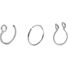 Mey İthalat 3 Adet Çelik Deliksiz Piercing Hızma Burun Dudak Septum, Gri