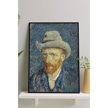 Mey İthalat Postermanya (PSTER14649) Gri Fötr Şapkalı Otoportre-Van Gogh Sanatsal Çerçeveli Tablo 30 x 40