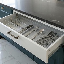 Modüler Organizer Set Mutfak Çekmece Içi Düzenleyici Çatal Kaşık Bıçak Organizeri Kristal