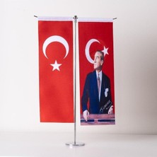 Zc Bayrak Atatürk-Türk Bayrağı T Saten Kumaş Masa Bayrağı 10X30 cm
