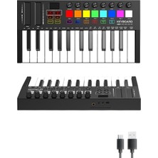 Midex MD-255 Yeni Nesil Midi Klavye 25 Tuşlu 8 Hassasiyetli Lounch Pad 8 Ton Potansı
