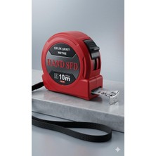 Hand Sfd Çelik Şerit Metre, 10M x 25MM, Sarı, Mavi ve Kırmızı Renk Seçenekleri, Ölçüm Alet